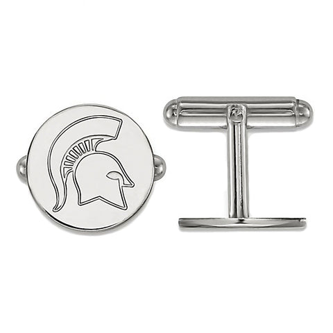 Michigan State University Spartans Sterling Silver Cufflinks Officially Licensed - 1000Jewels.com