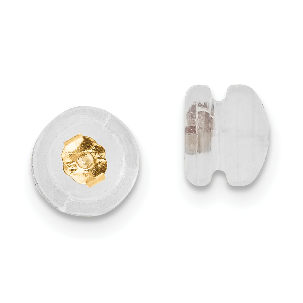 14K Gold Silicone Mushroom Screw Backs for Post Earrings, Pair (Set of 2)