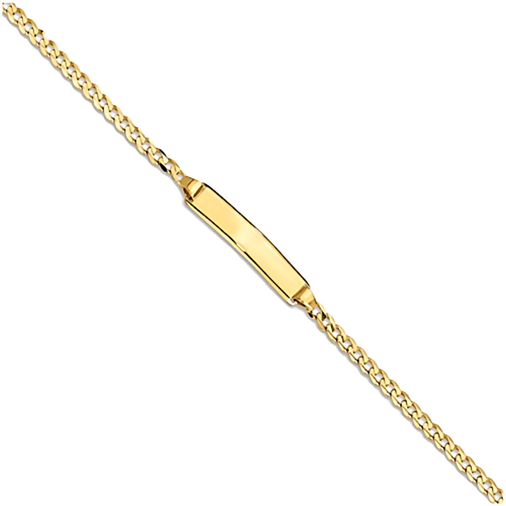 Trustmark Engravable 14K Yellow Gold Bar Baby Bracelet and Curb Chain - 1000Jewels.com