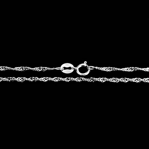 14K White Gold 1.5mm Singapore Rope Chain with Spring Ring - 1000Jewels.com