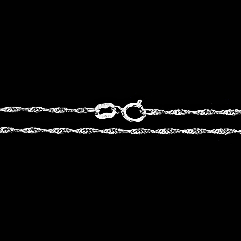 14K White Gold 1.2mm Singapore Rope Chain with Spring Ring - 1000Jewels.com