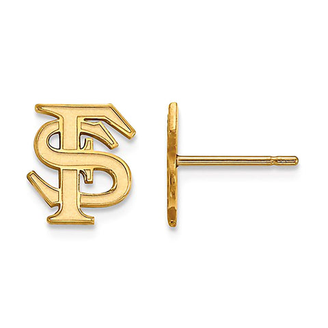 Florida State University 14K Yellow Gold Post Earrings Officially Licensed - 1000Jewels.com