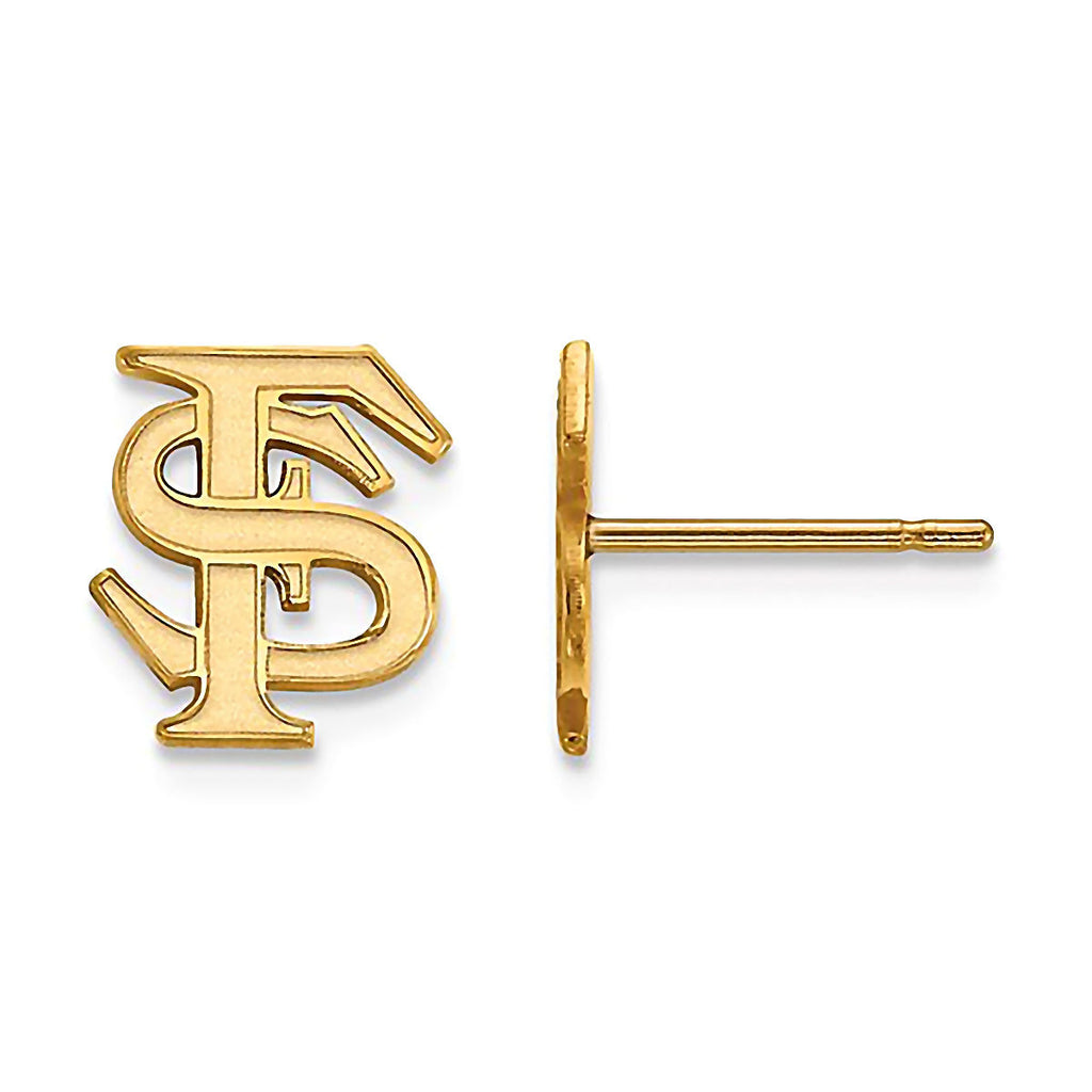 Florida State University 10K Yellow Gold Post Earrings Officially Licensed - 1000Jewels.com