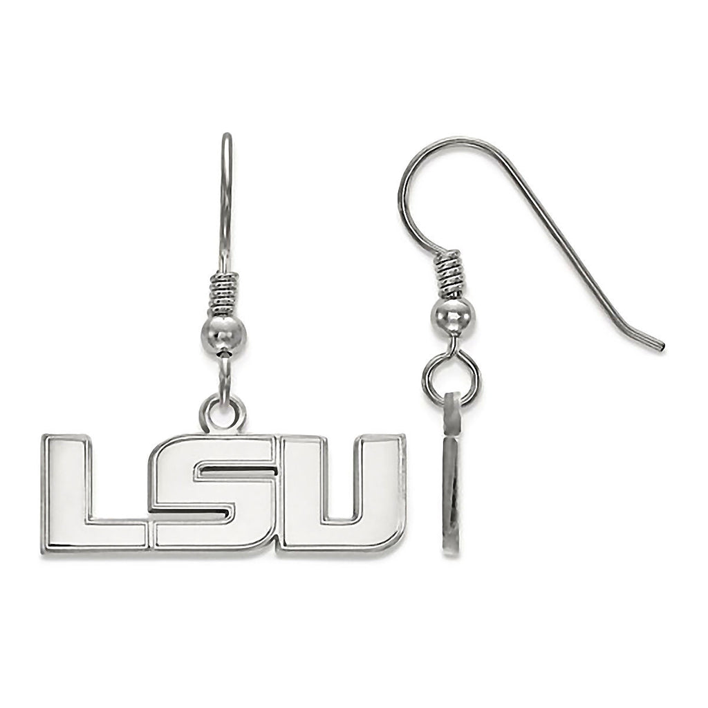 Louisiana State University 925 Silver LSU Dangle Earrings Officially Licensed - 1000Jewels.com