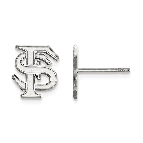 Florida State University 10K White Gold Post Earrings Officially Licensed - 1000Jewels.com