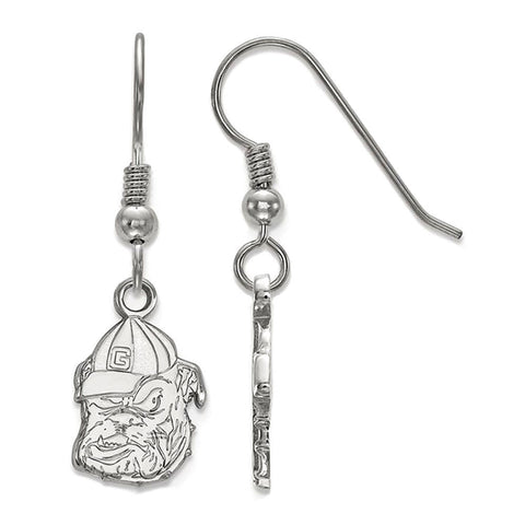 University of Georgia 925 Silver Bulldogs Dangle Earrings Officially Licensed - 1000Jewels.com