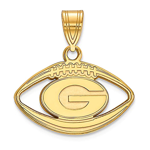 University of Georgia Gold Plated Silver Football Pendant Officially Licensed - 1000Jewels.com