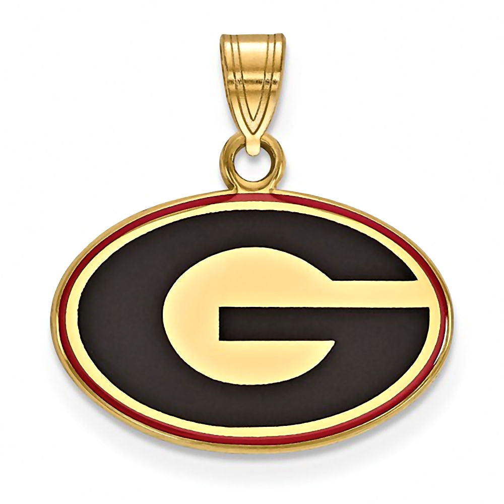 University of Georgia Gold Plated Silver Enamel Pendant Officially Licensed - 1000Jewels.com