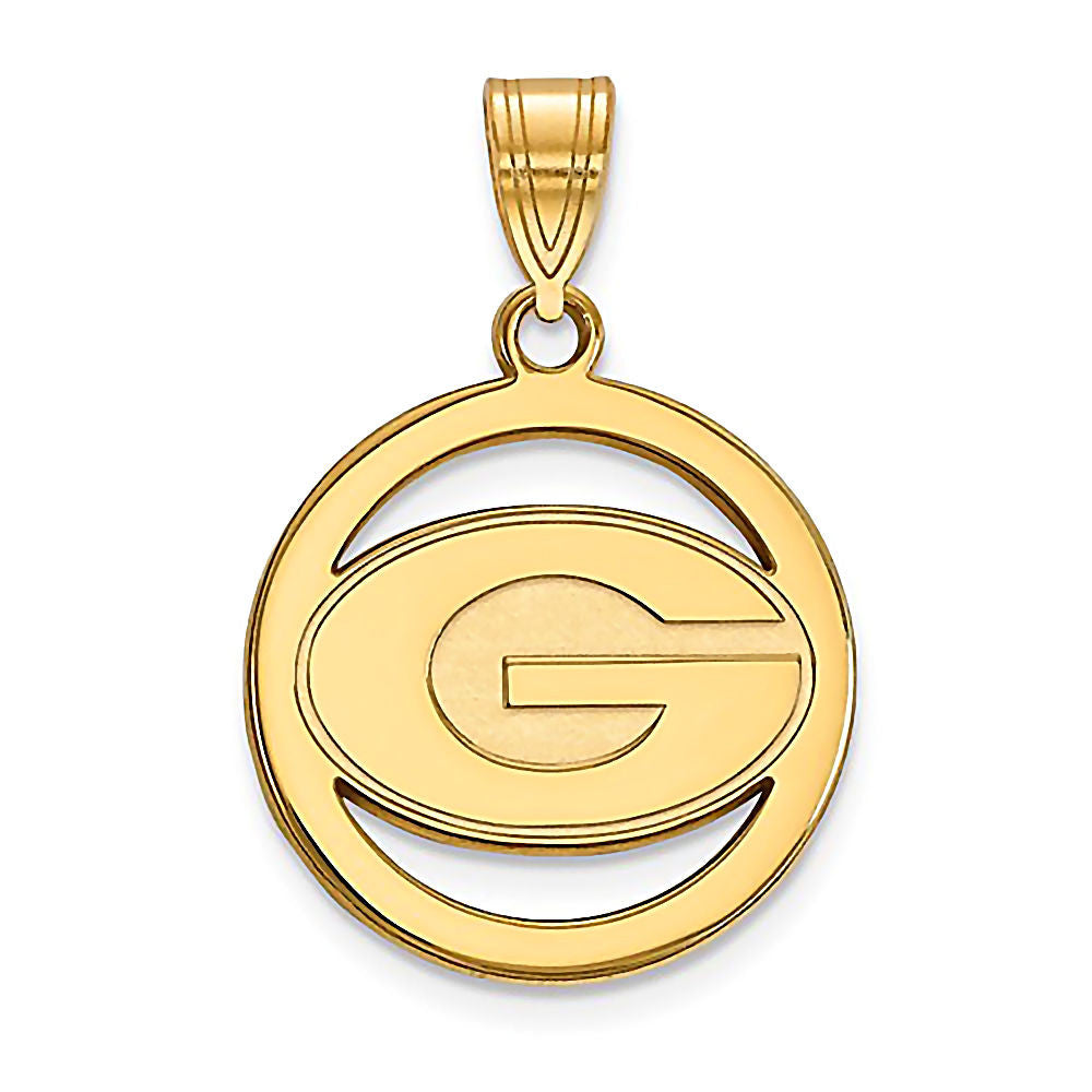 University of Georgia Gold Plated Silver Round Pendant Officially Licensed - 1000Jewels.com