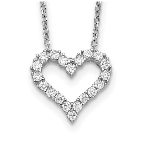 Ice on Fire CZ Simulated Diamond Heart Pendant Necklace, Silver - 1000Jewels.com