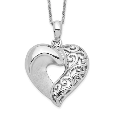 Ornate Metalwork Heart Pendant Necklace, Sterling Silver - 1000Jewels.com