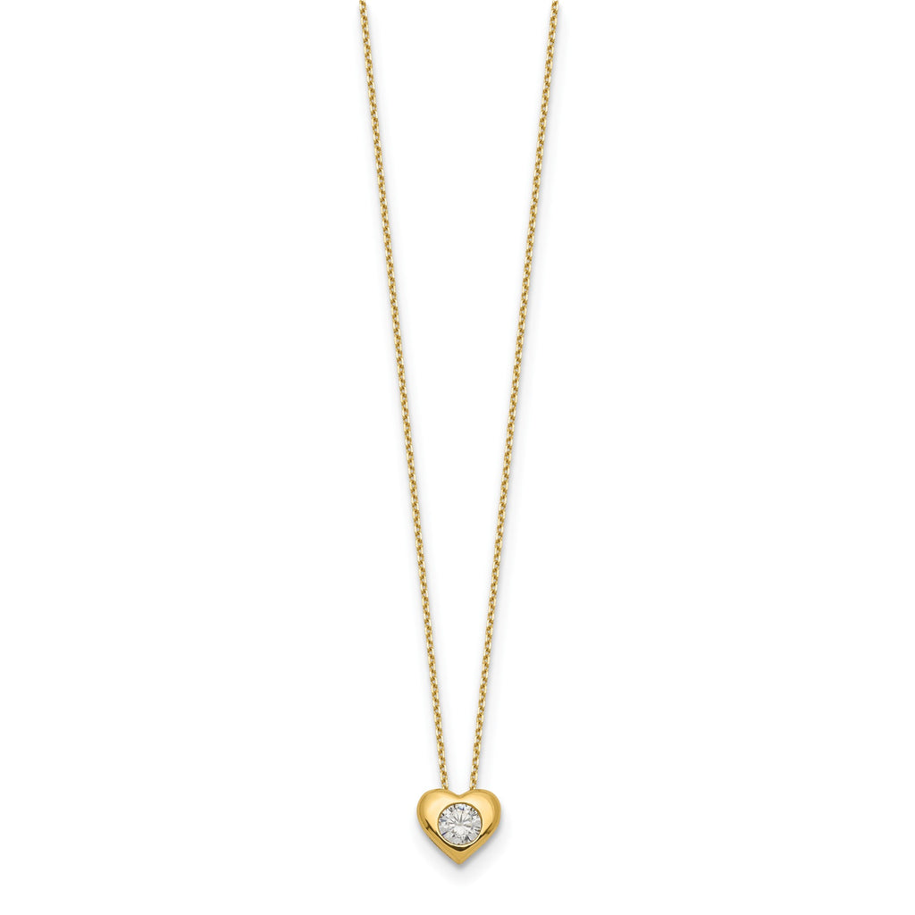 Heart Cut Ice on Fire CZ Heart Pendant Necklace 14K Yellow Gold - 1000Jewels.com