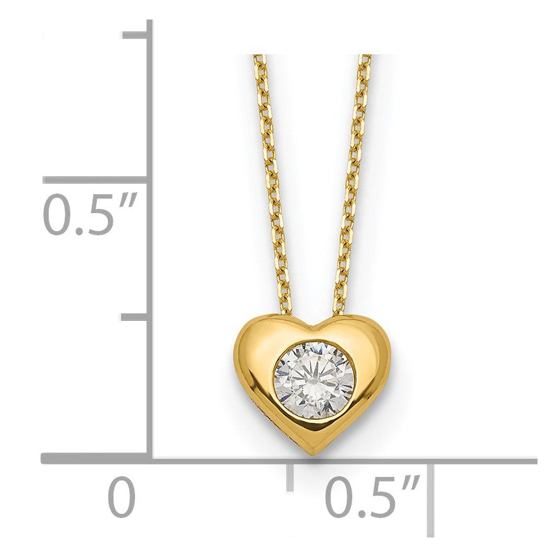 Heart Cut Ice on Fire CZ Heart Pendant Necklace 14K Yellow Gold - 1000Jewels.com
