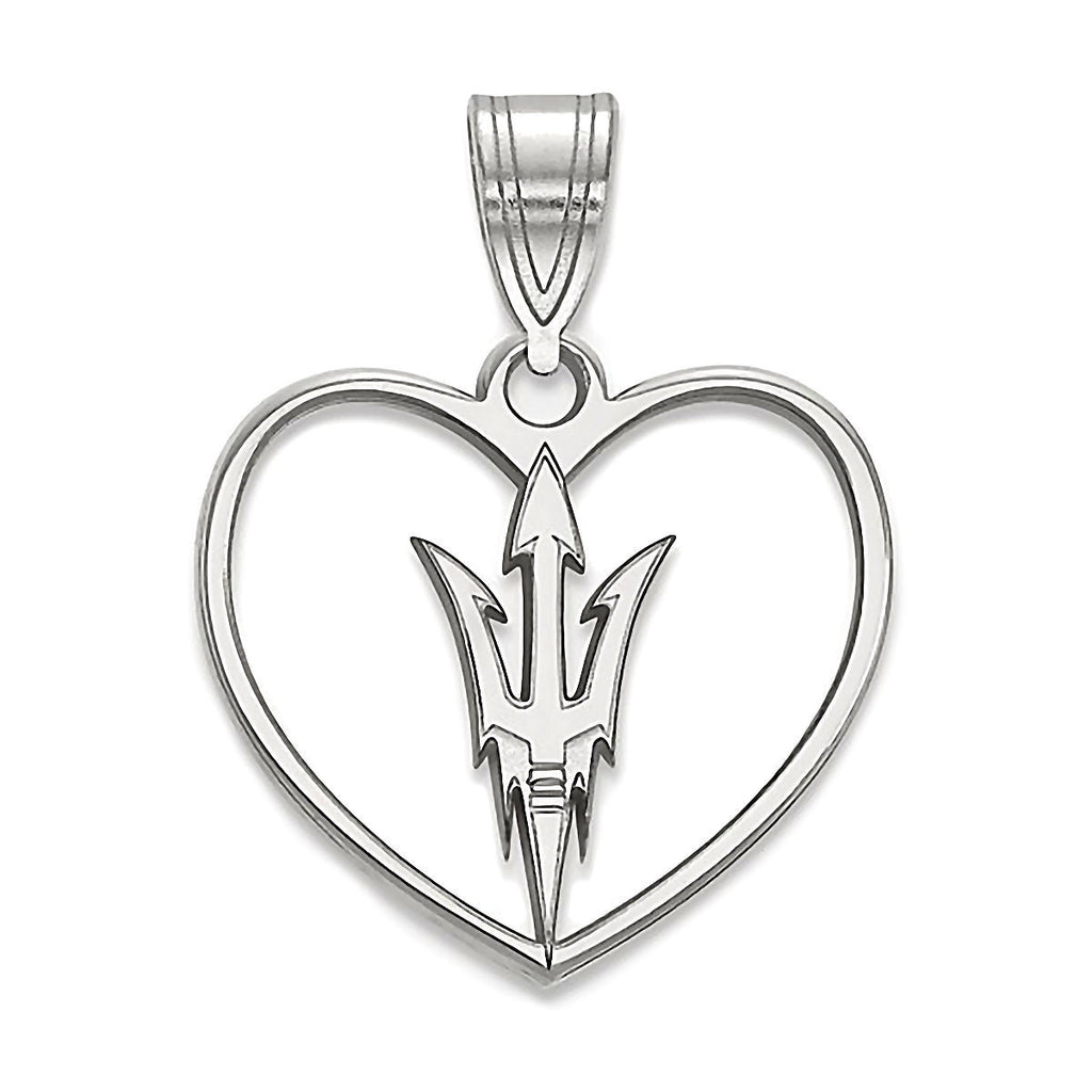 Arizona State University 925 Sterling Silver Heart Pendant Officially Licensed - 1000Jewels.com