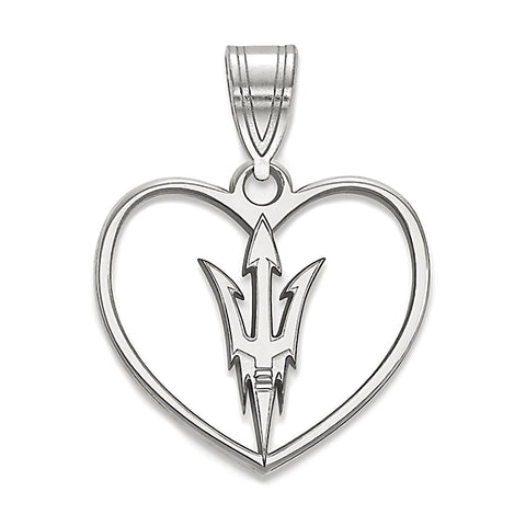 Arizona State University 925 Sterling Silver Heart Pendant Officially Licensed - 1000Jewels.com