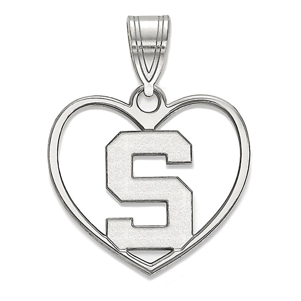 Michigan State University 925 Sterling Silver Heart Pendant Officially Licensed - 1000Jewels.com