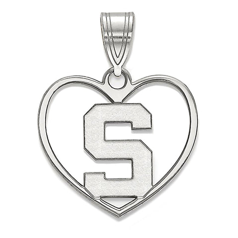 Michigan State University 925 Sterling Silver Heart Pendant Officially Licensed - 1000Jewels.com