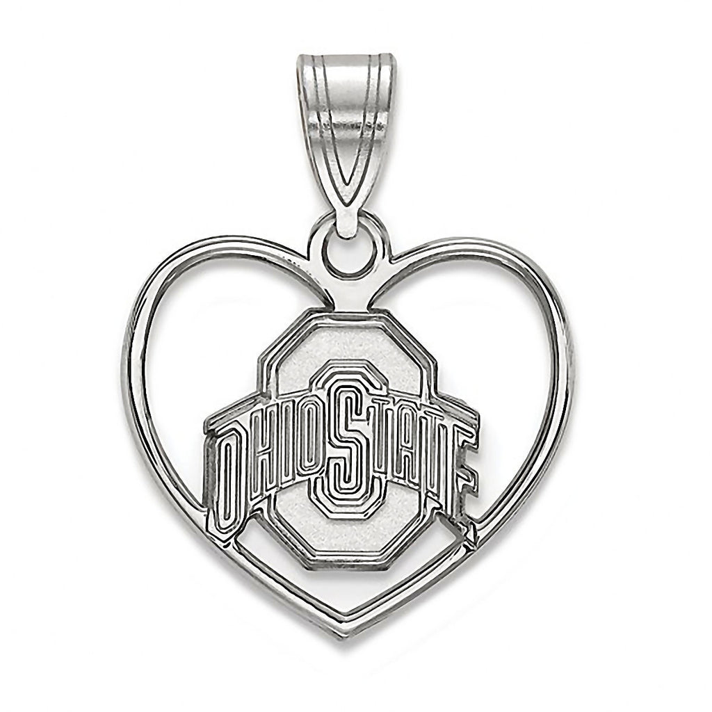 Ohio State University 925 Sterling Silver Heart Pendant Officially Licensed - 1000Jewels.com