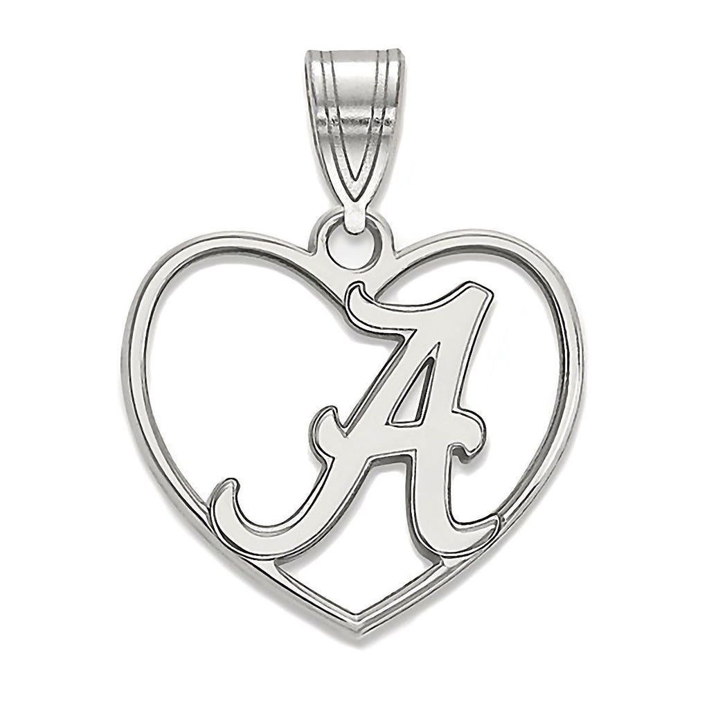 University of Alabama 925 Sterling Silver Heart Pendant Officially Licensed - 1000Jewels.com