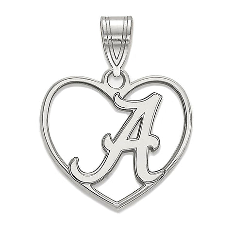 University of Alabama 925 Sterling Silver Heart Pendant Officially Licensed - 1000Jewels.com