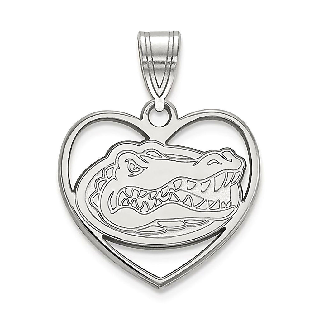 University of Florida 925 Sterling Silver Heart Pendant Officially Licensed - 1000Jewels.com
