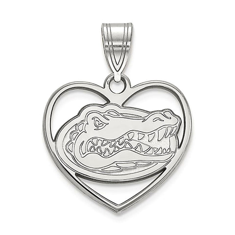 University of Florida 925 Sterling Silver Heart Pendant Officially Licensed - 1000Jewels.com