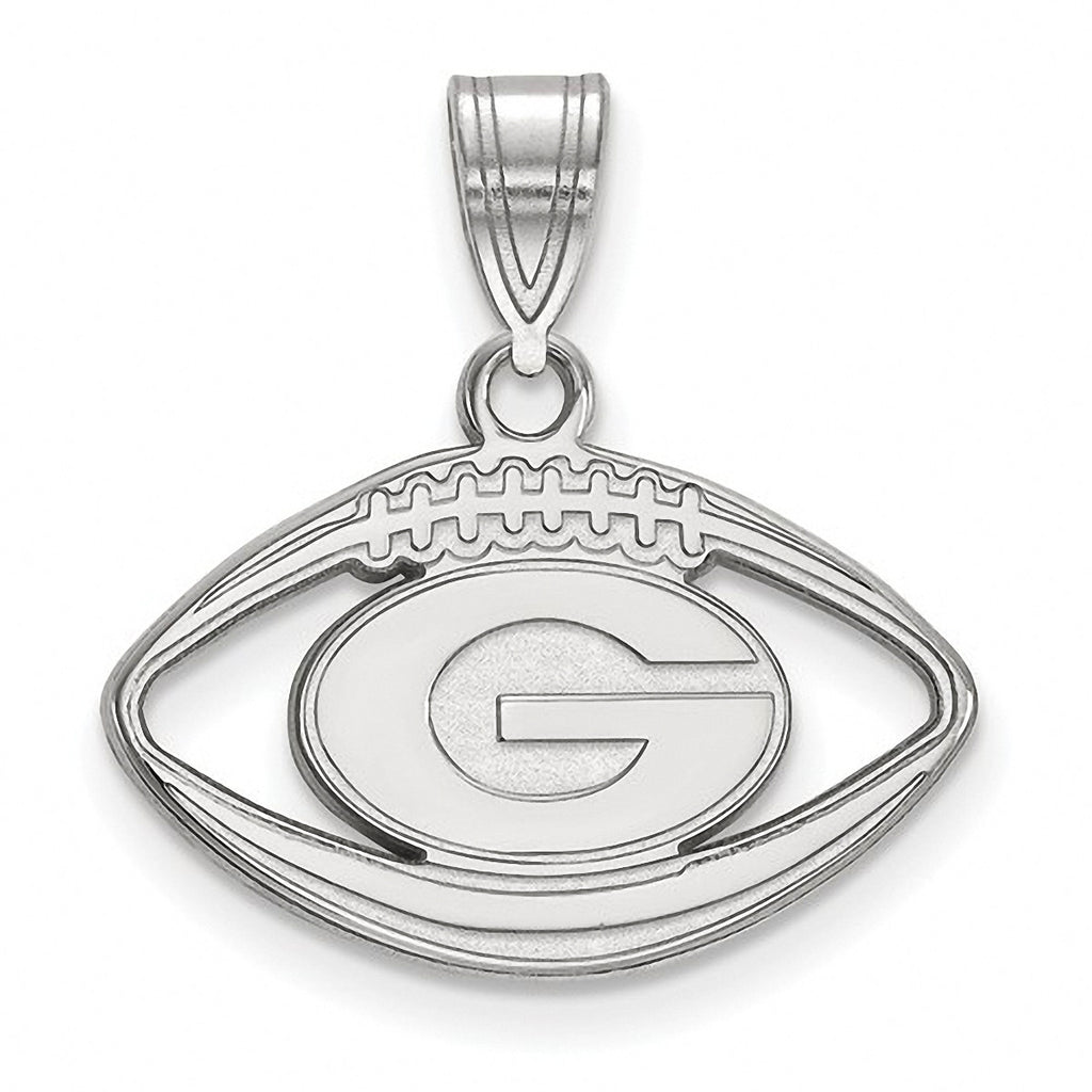 University of Georgia 925 Sterling Silver Football Pendant Officially Licensed - 1000Jewels.com