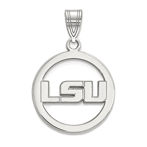 Louisiana State University 925 Silver Round Pendant Officially Licensed - 1000Jewels.com