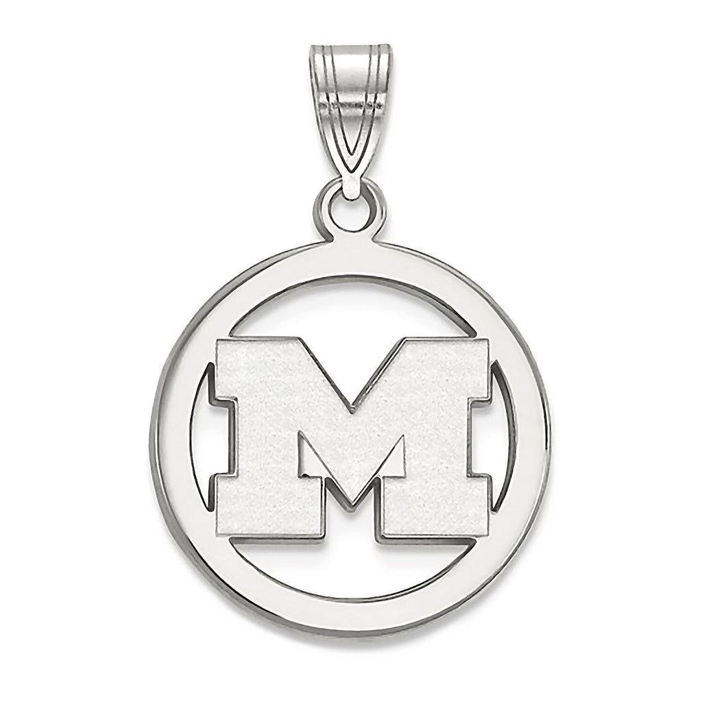 University of Michigan 925 Sterling Silver Round Pendant Officially Licensed - 1000Jewels.com