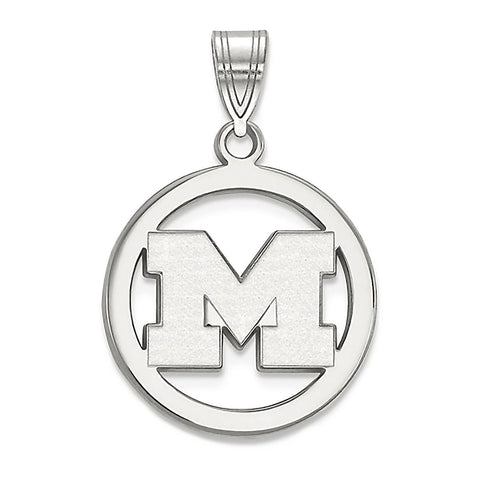 University of Michigan 925 Sterling Silver Round Pendant Officially Licensed - 1000Jewels.com