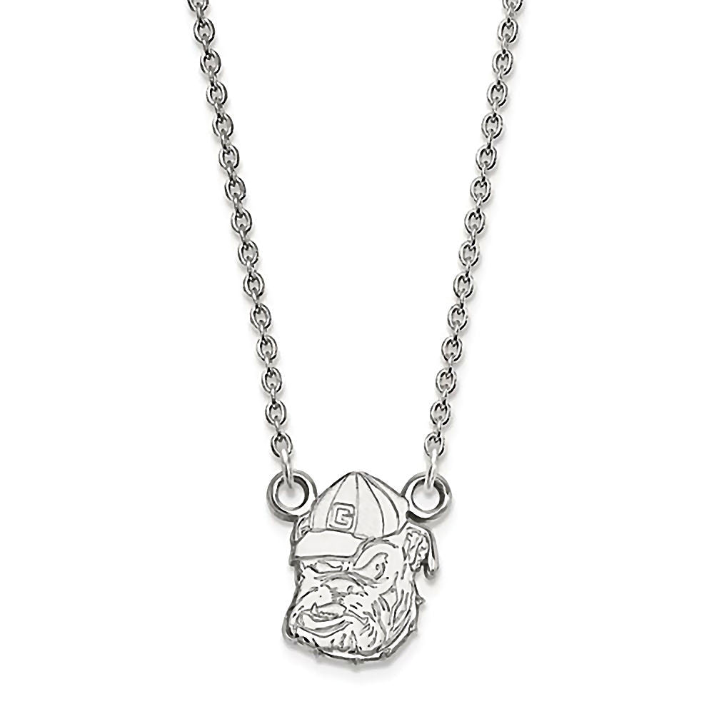 University of Georgia 10K White Gold Bulldogs Necklace Officially Licensed - 1000Jewels.com
