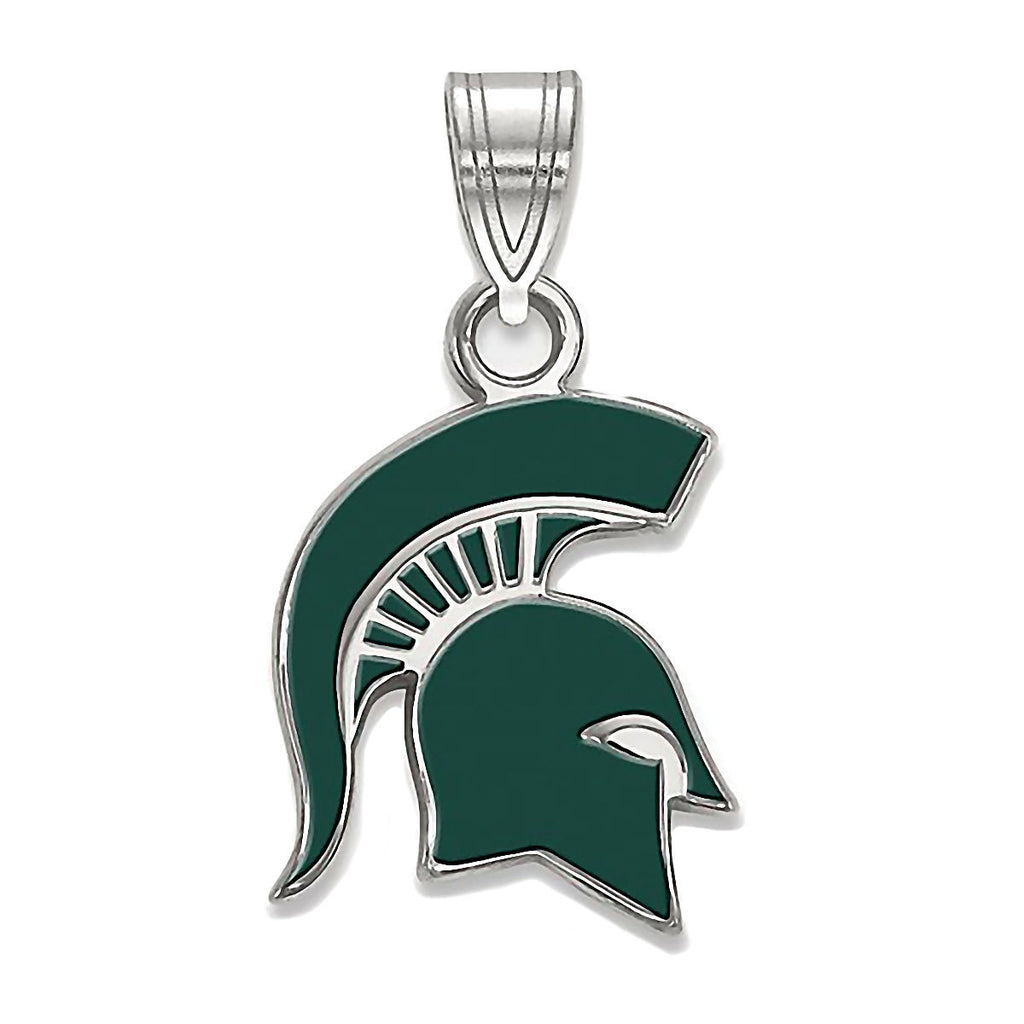 Michigan State University 925 Silver Enamel Spartan Pendant Officially Licensed - 1000Jewels.com