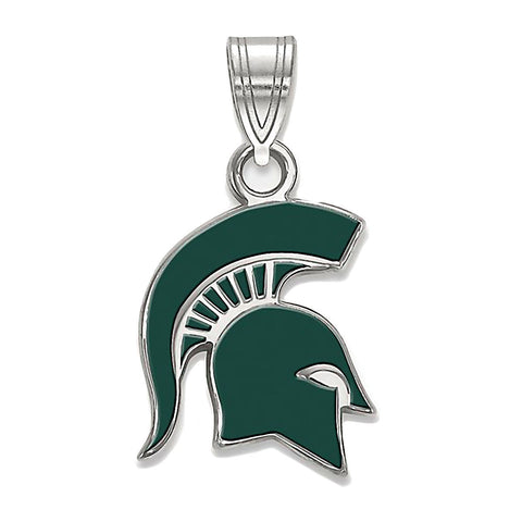 Michigan State University 925 Silver Enamel Spartan Pendant Officially Licensed - 1000Jewels.com