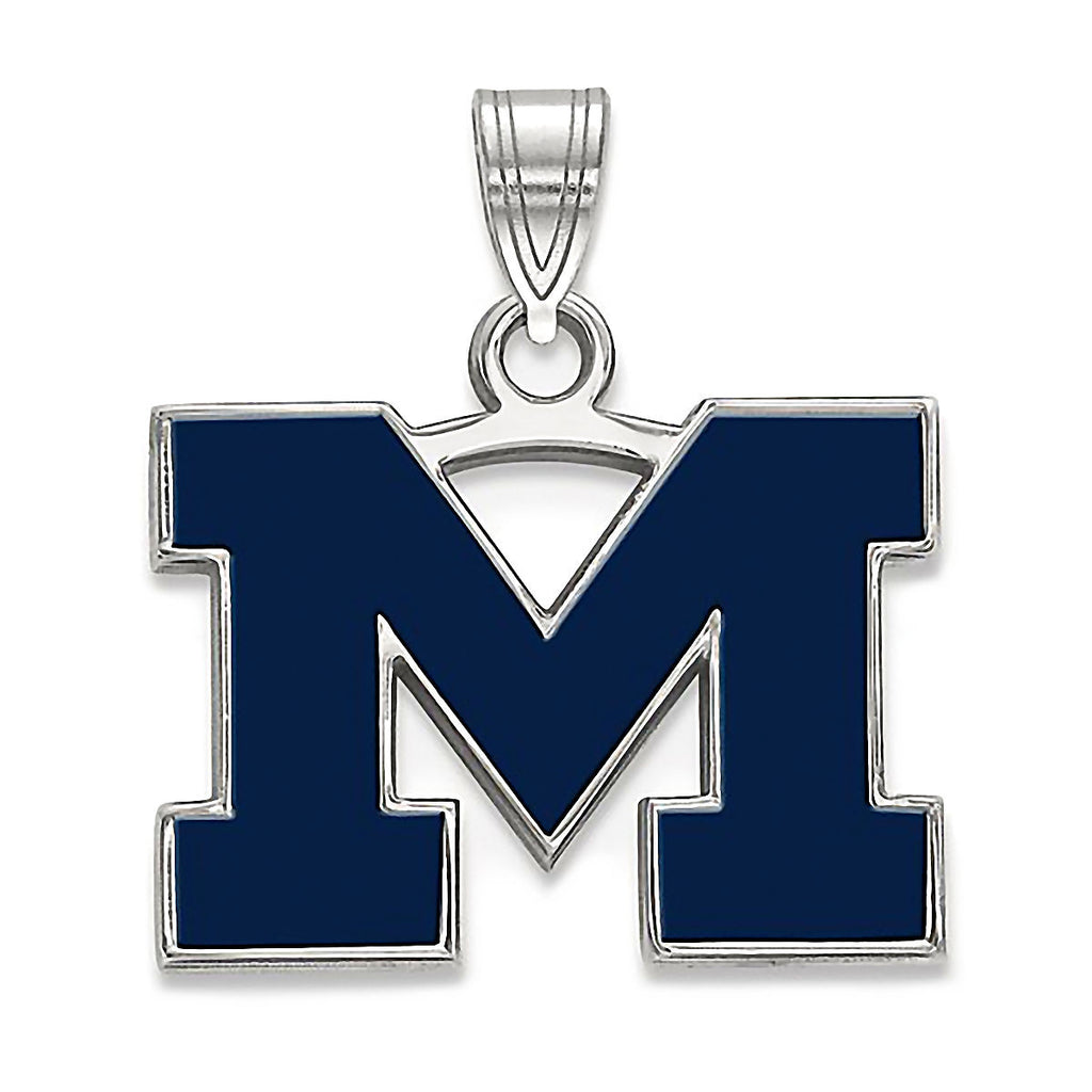 University of Michigan Sterling Silver Blue Enamel Pendant Officially Licensed - 1000Jewels.com