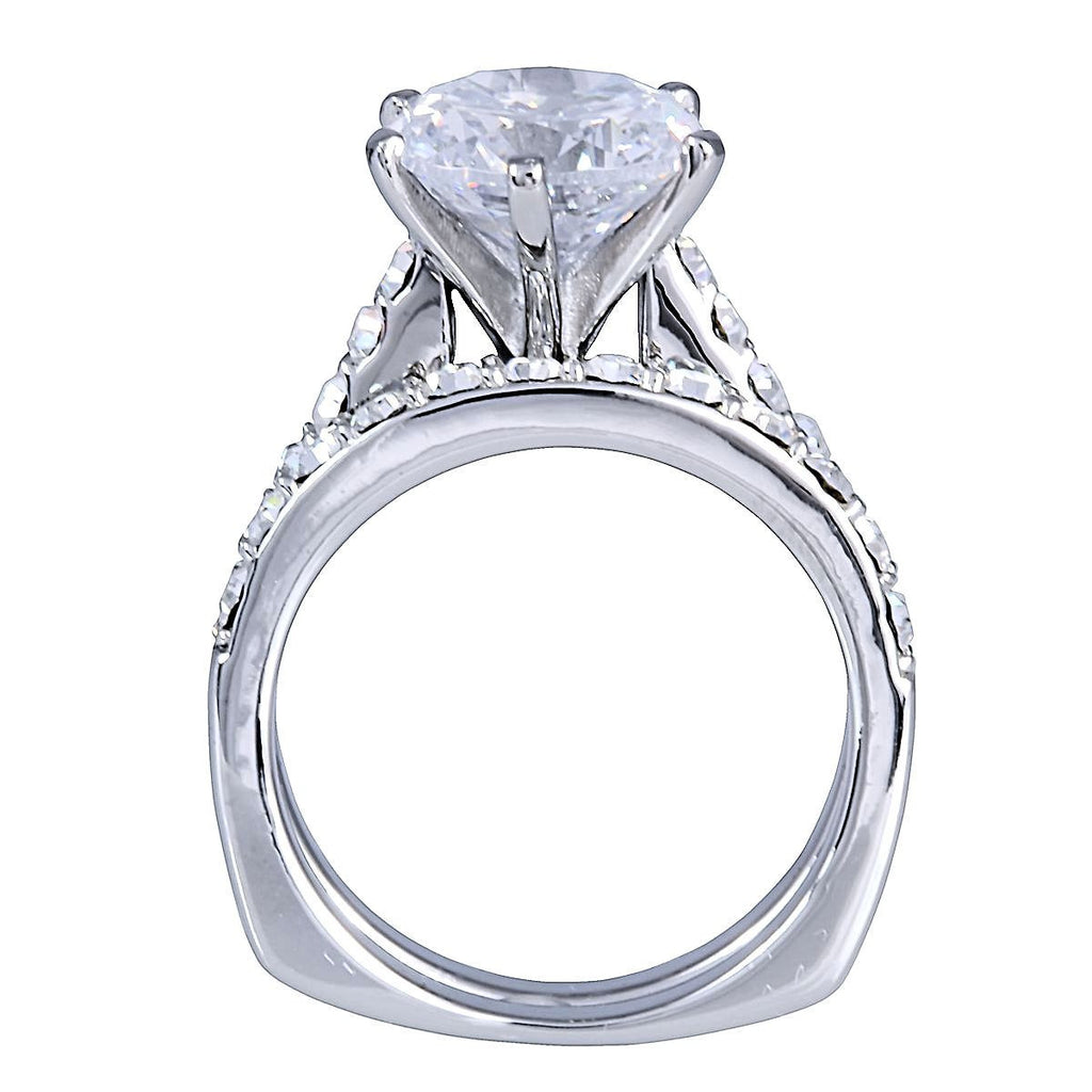 Corinna: 4.72ct Russian Ice Diamond CZ 2 pc 316 Steel Wedding Ring Set - 1000Jewels.com