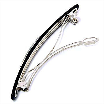 Sleek Black Hair Barrette with Swarovski Crystal Rhinestone Inset - 1000Jewels.com