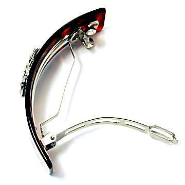 Star Accented Crystal Rhinestone Brown Acrylic Bar Hair Barrette - 1000Jewels.com