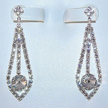 Teardrop Pendulum Swarovski Crystal Rhinestone Earrings - 1000Jewels.com