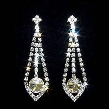 Teardrop Pendulum Swarovski Crystal Rhinestone Earrings - 1000Jewels.com