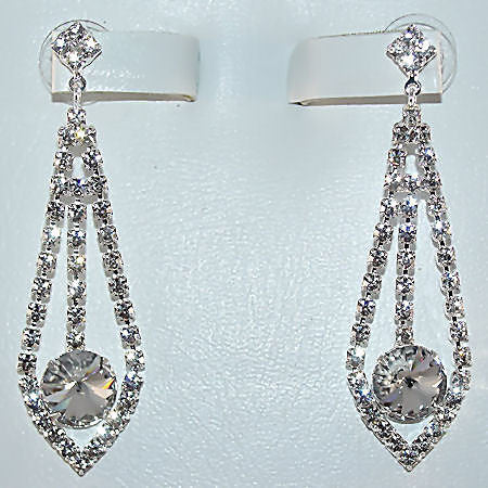 Teardrop Pendulum Swarovski Crystal Rhinestone Earrings - 1000Jewels.com