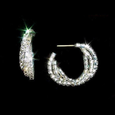 Triple Hoop Twist Swarovski Crystal Rhinestone Post Stud Earrings - 1000Jewels.com