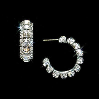 Princess Cut Crystal Hoop Post Earrings w Swarovski Crystals - 1000Jewels.com