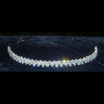 ZigZag: 3 Row Diagonal Lines Swarovski Crystal Rhinestone Headband - 1000Jewels.com