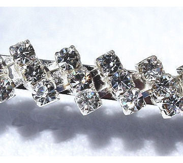 ZigZag: 3 Row Diagonal Lines Swarovski Crystal Rhinestone Headband - 1000Jewels.com