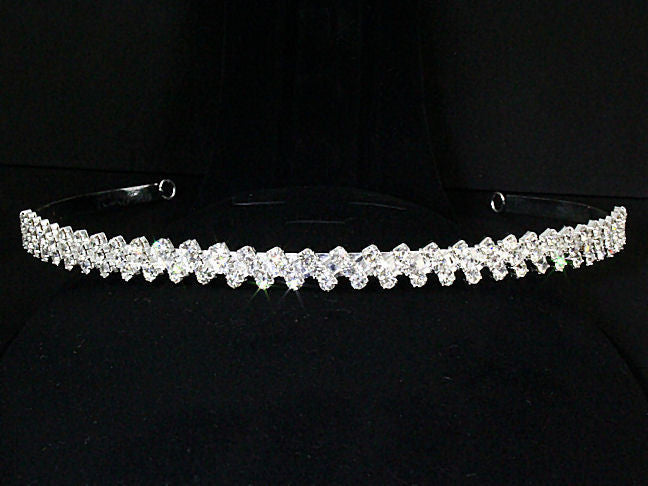 ZigZag: 3 Row Diagonal Lines Swarovski Crystal Rhinestone Headband - 1000Jewels.com