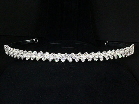 ZigZag: 3 Row Diagonal Lines Swarovski Crystal Rhinestone Headband - 1000Jewels.com