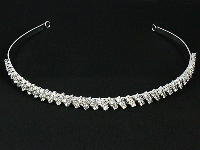 ZigZag: 3 Row Diagonal Lines Swarovski Crystal Rhinestone Headband - 1000Jewels.com