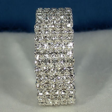 Elektra: 5 Row Swarovski Crystal Rhinestone Flex Cuff Bracelet - 1000Jewels.com