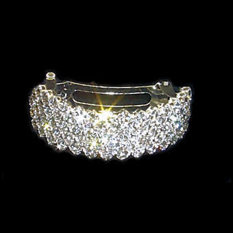 Oriana: 5 Row Swarovski Crystal Rhinestone Silver Ponytail Holder Clip - 1000Jewels.com