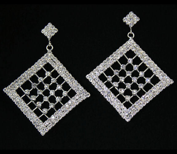 Diamanto: Swarovski Crystal Rhinestone Diamond Cage Drop Post Earrings - 1000Jewels.com